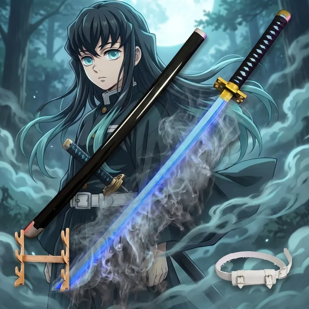Demon Slayer 104cm 40in Triple Style Combo Plastic LED Smoke Fog Effect Katana Sword Safe Unsharpened Cosplay Display Photo Prop