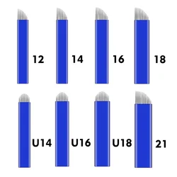 10/50/100pcs Microblading Needles 0.2mm PMU Tattoo Needles Permanent Makeup Blade 9Pin 12 14 16 U18 21 Manual Eyebrow Pen Blades