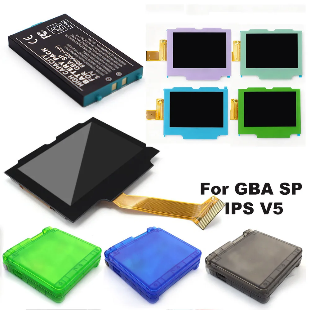 For GBA SP IPS LCD V5 Kits Plug‑and‑Play Laminated Screen High Brightness 720*480 Backlit Display Replacement Easy to Install