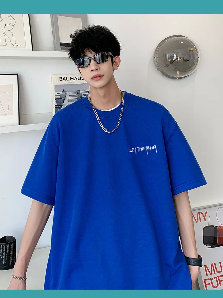 

Trendy Brand American Short-sleeved Men's T-shirt Ins Fashionable High-end Lapel Versatile Casual Loose Large Size Cool T-shirt