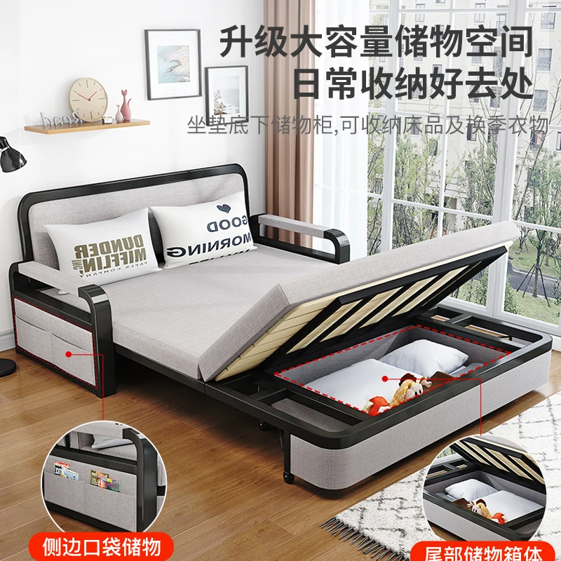 Sofa bed folding dual-purpose single small apartment Internet celebrity multi-functional lunch break bed rental living room balc view 3