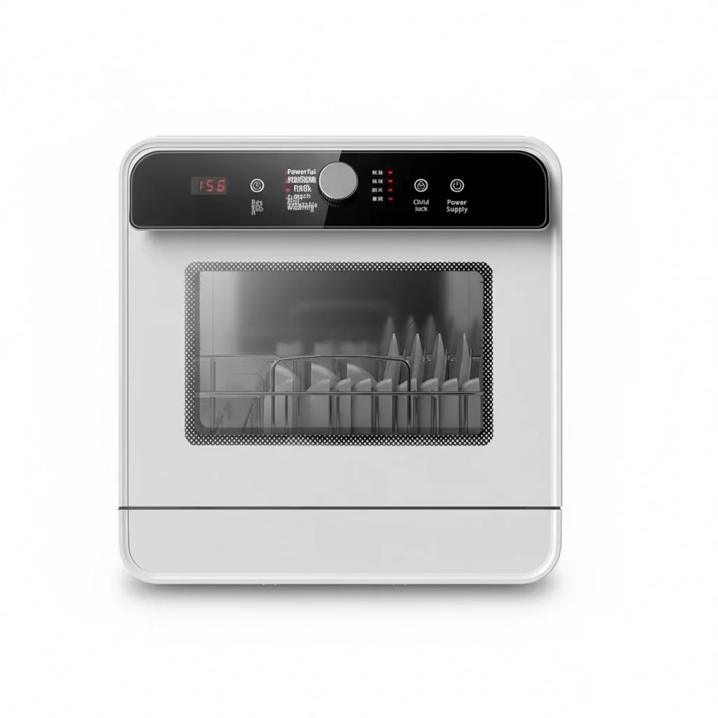 

Countertop Dishwasher, 50L Plastic and Stainless Steel Automatic Dishwasher, 4 Sets, Compact Dishwasher for Household Kitchen
