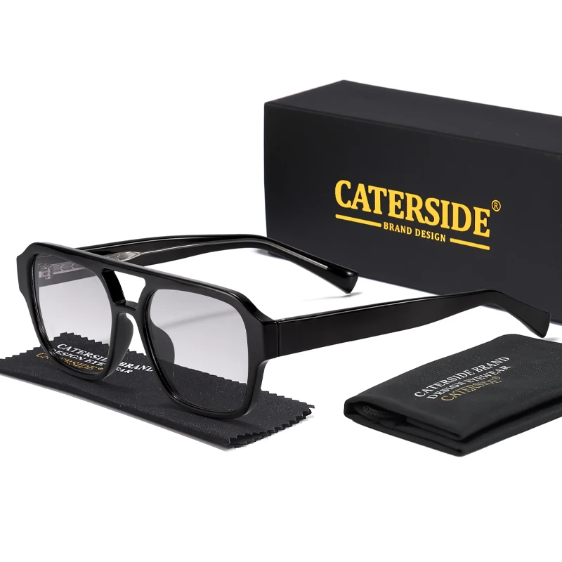 CATERSIDE Classics Herren-Sonnenbrille mit flachem Oberteil und doppeltem Brücken-Design, Sonnenbrille für Damen, Outdoor, Reisen, Strand, ideale Wahl für Geschenke – Detail 7