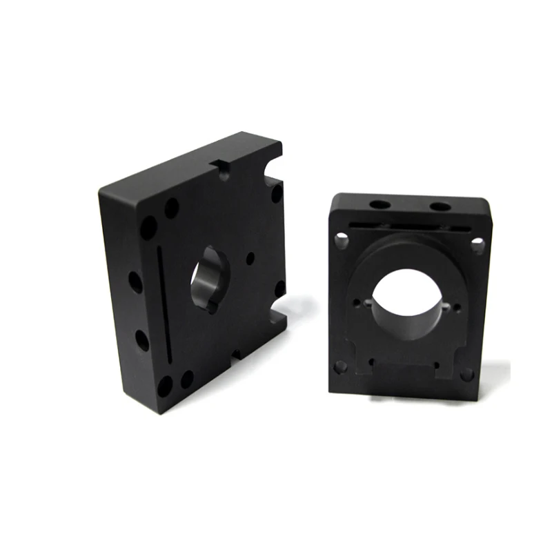 Aluminum alloy CNC machined black optical mount, optical instrument connection seat, optical fixed block