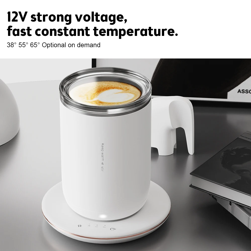 2 في 1 كوب قهوة ذاتي التحريك 60s توقف تلقائي 24 وات كوب مغناطيسي ذاتي التحريك بسعة 300 مل/10.5 أونصة