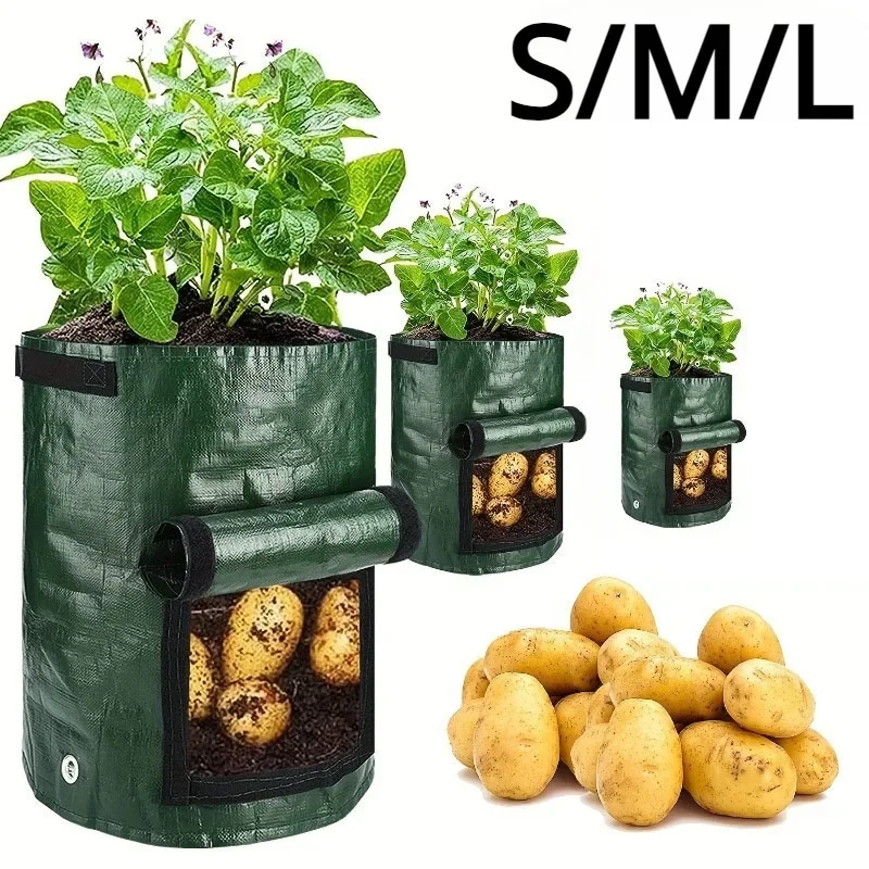 S/M/L Garden Plant Growing Bags PE Vegetable Plant Culture Bag DIY Grow Potatoes Carrots Outdoor Garden Pots