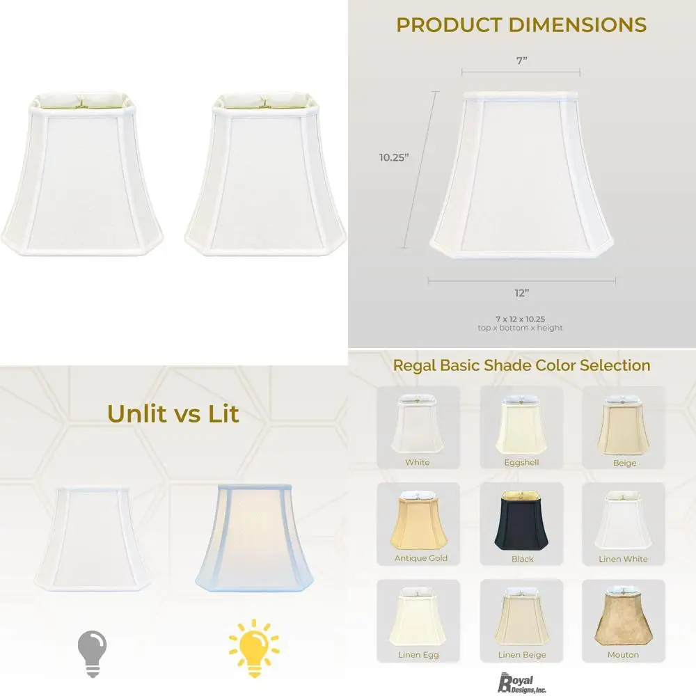 

Базовые абажуры-колокольчики с квадратным вырезом - белый цвет, 7,5x12x10,25, 2 шт., большие аксессуары для домашнего освещения