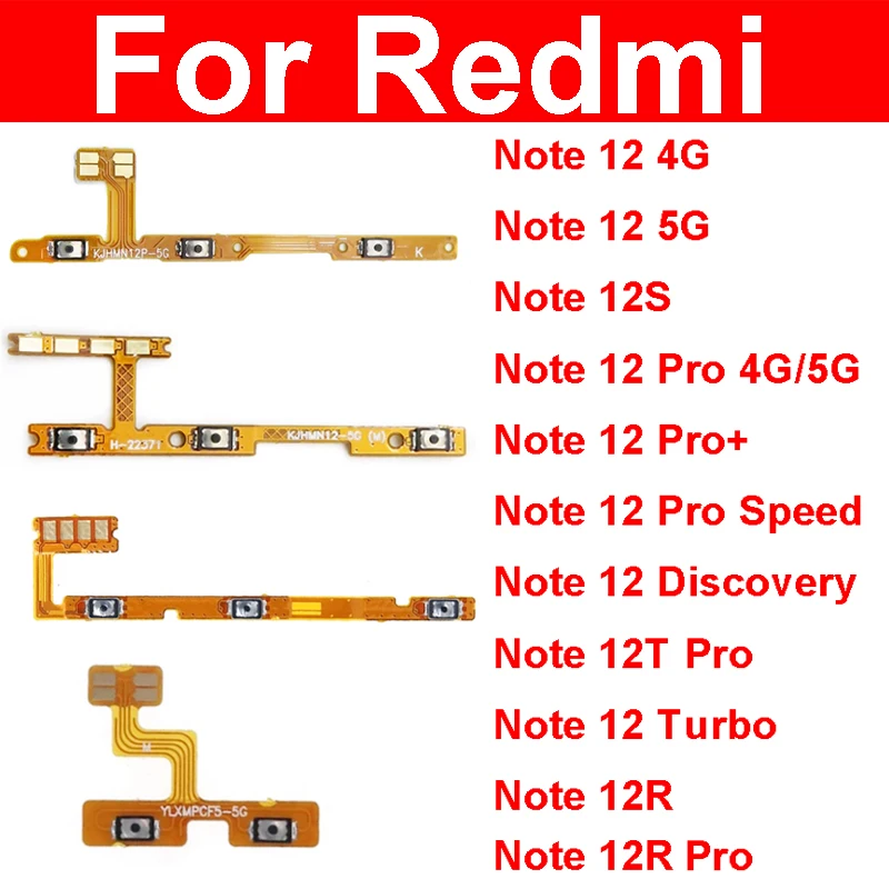 

Power Volume Flex Cable For Xiaomi Redmi Note 12 12T 12R 12S Pro Plus Speed Discovery Turbo 4G 5G Side Keys Flex Cable