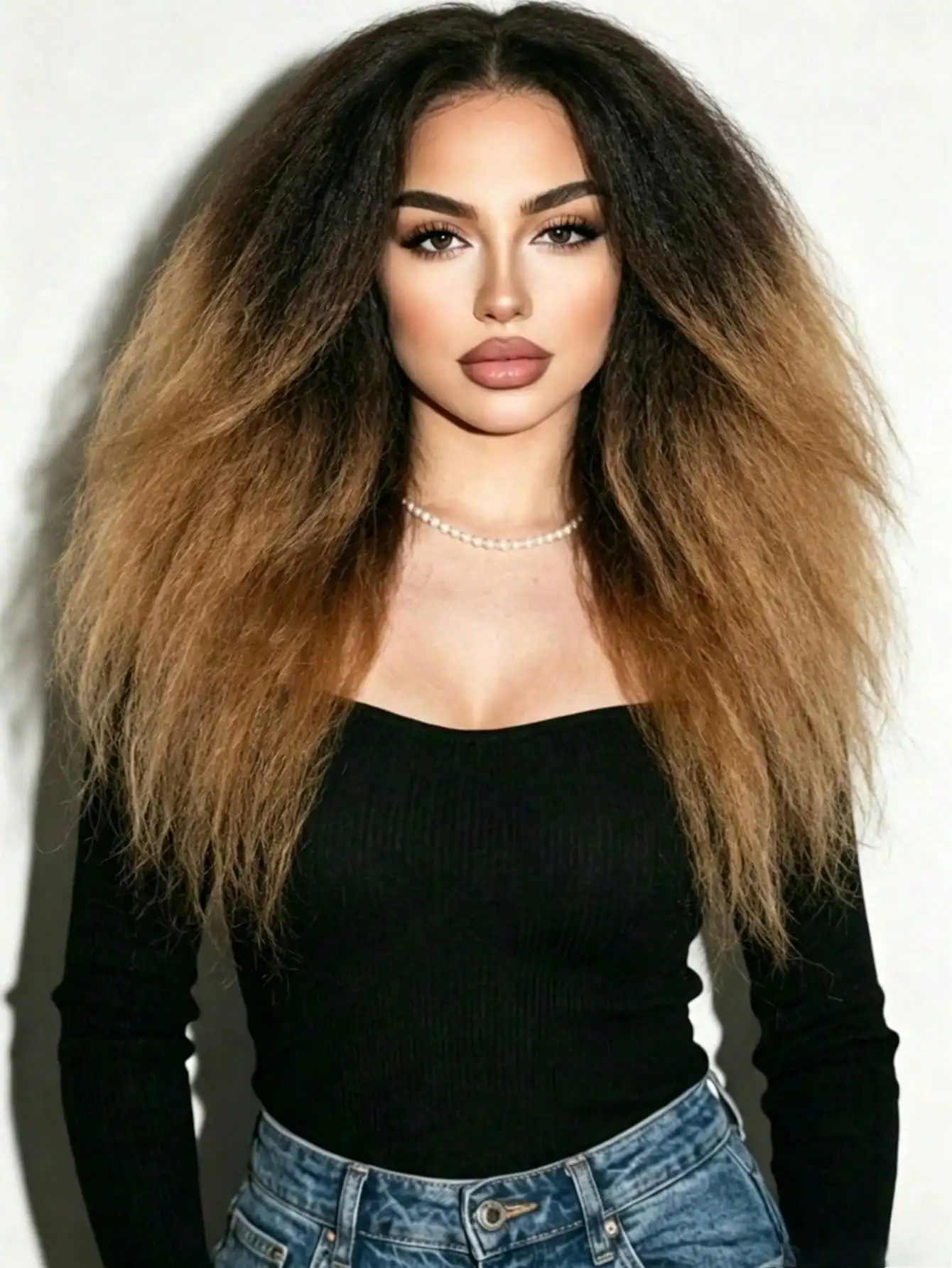 Honey Blonde synthetic Yaki Straight Lace Front Wig Human Hair For Women With Baby Hair 250% Density Glueless Human Hair Wig 13x4 HD Lace Front Wigs Human Hair Free Parting Ombre Blonde Kinky Straight Human Hair Wigs With Dark Roots