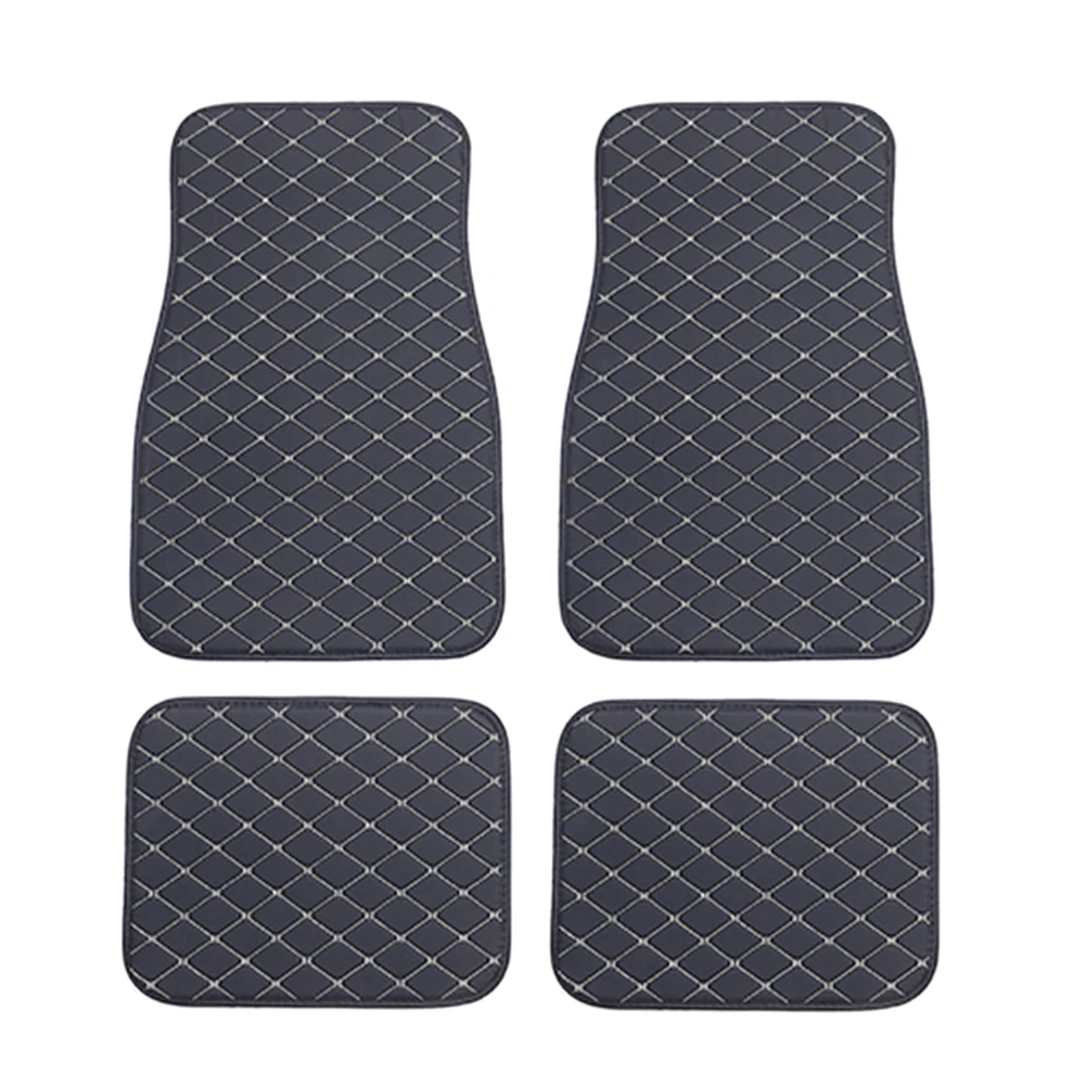 Car Floor Mats 4PCS Universal PU Leather Waterproof Auto Foot Pad Protector Carpet Front and Rear Mats Set Auto Accessories