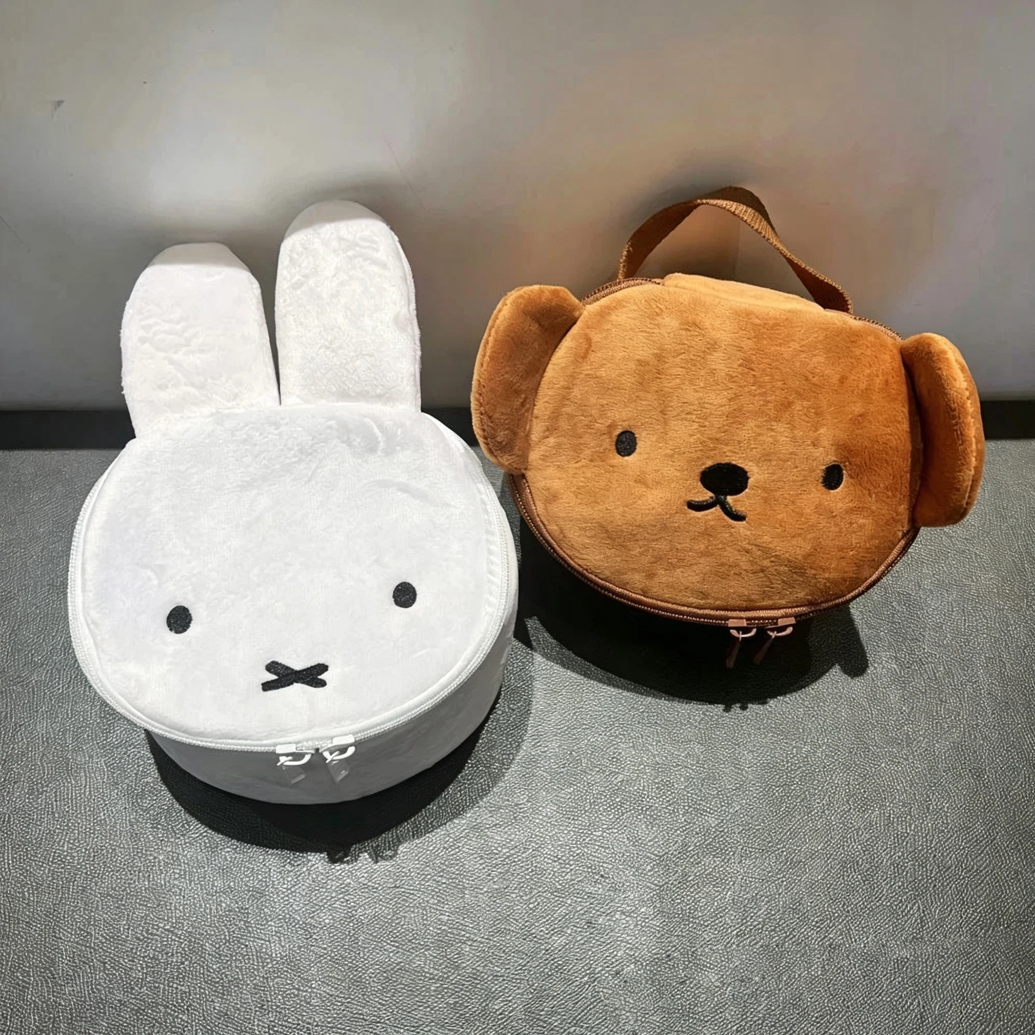 New Miffy Bear Cosmetic Bag Fluffy Rabbit Makeup Pouch Travel Toiletry Organizer Jewelry Box Portable Storage Case