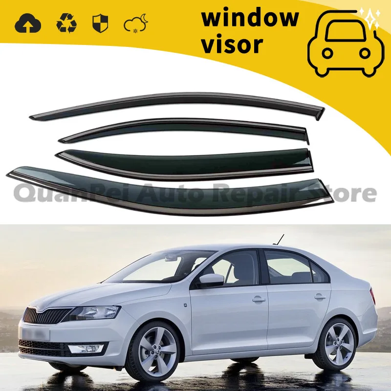 For Skoda Octavia 2013–2018 Rain Guard Door Window Visor Eyebrow Deflector Set Decorative