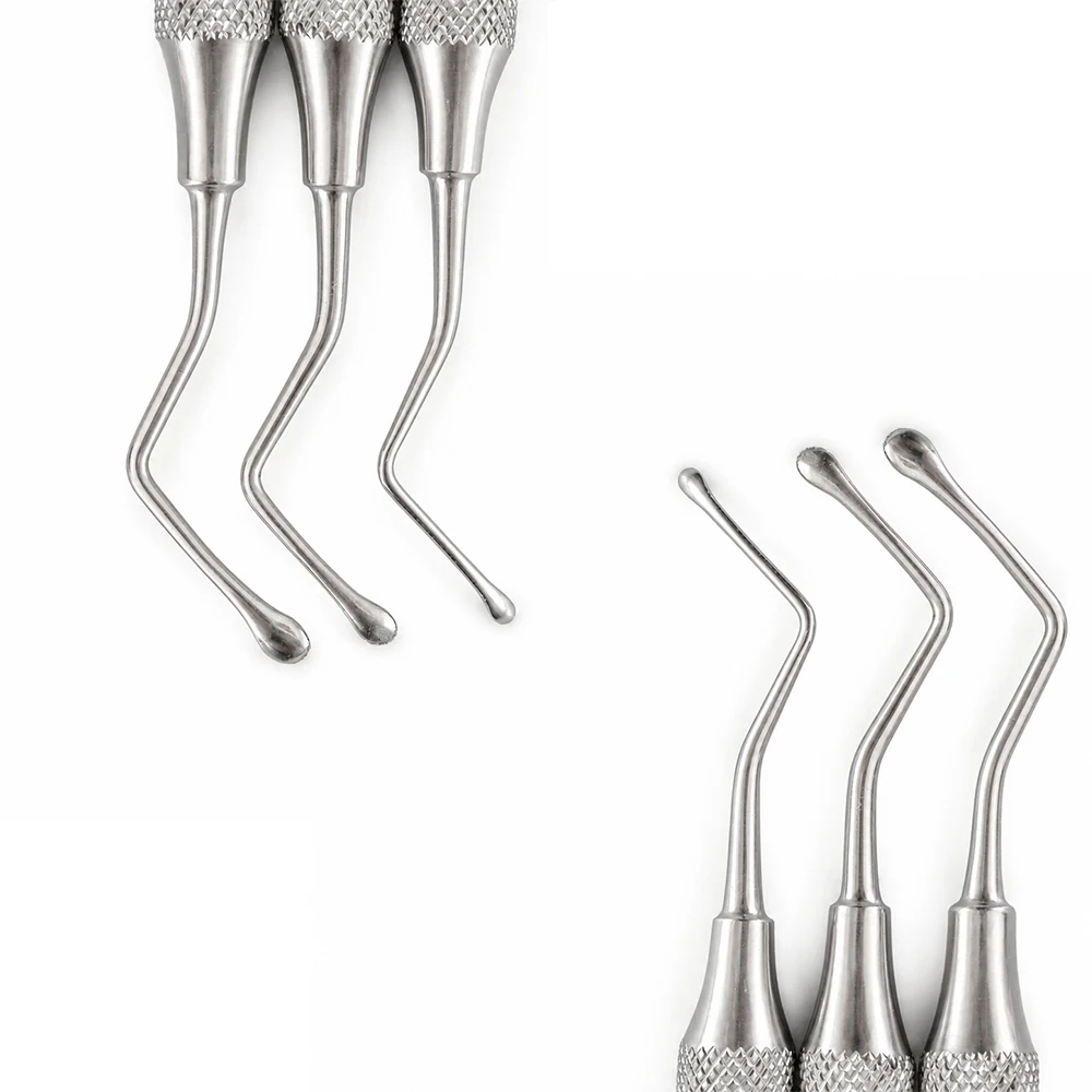 3-teiliges Dental Gracey Curette Set, gezahnte chirurgische Knochenspatel aus Edelstahl für die Parodontal- und Implantatpflege, Zahnmedizinische Instrumente – Detail 5