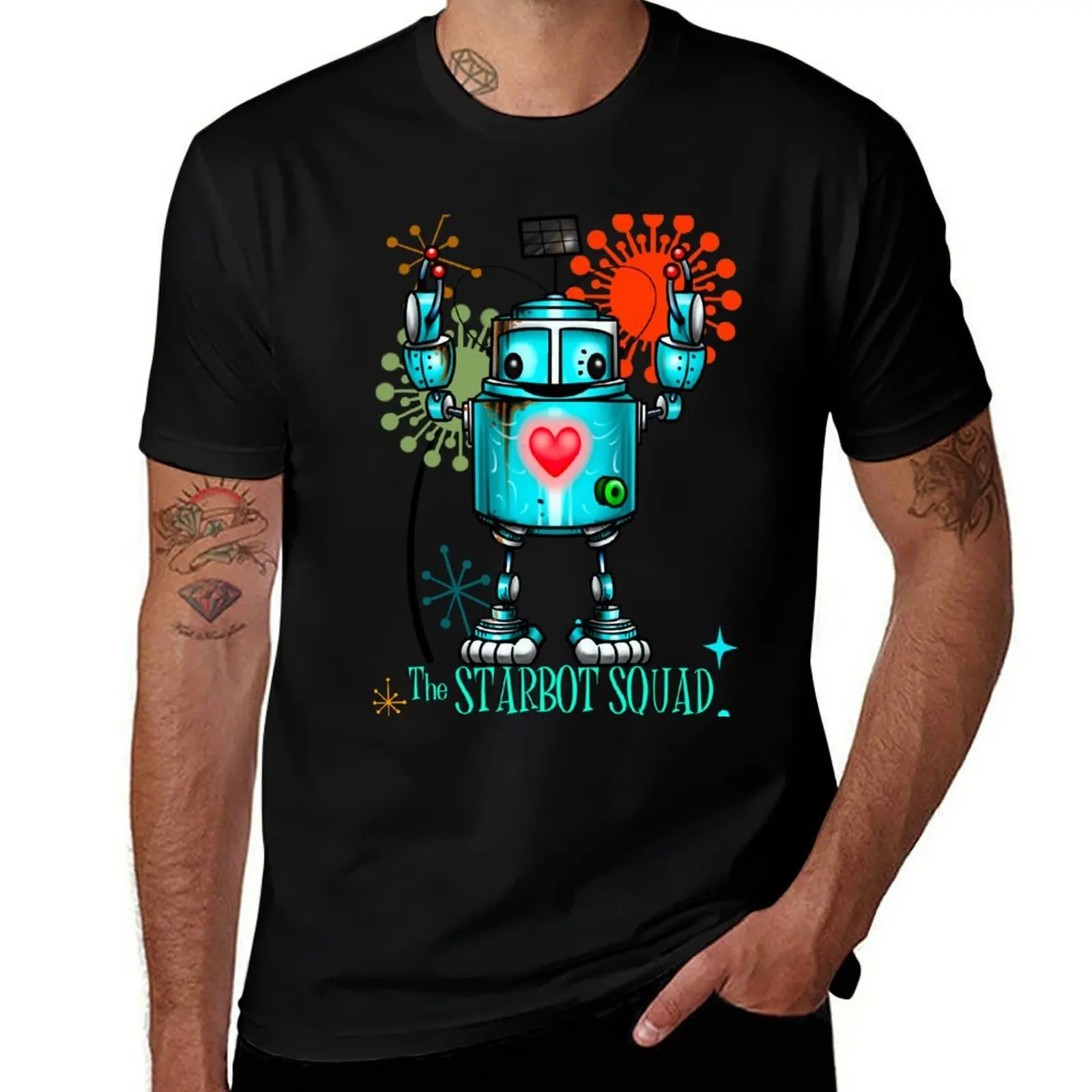 The StarBot Squad - The Bleep?Blop Files: Imajenn with Flowers T-Shirt Relaxed Casual Short Sleeve Tee T-Shirt