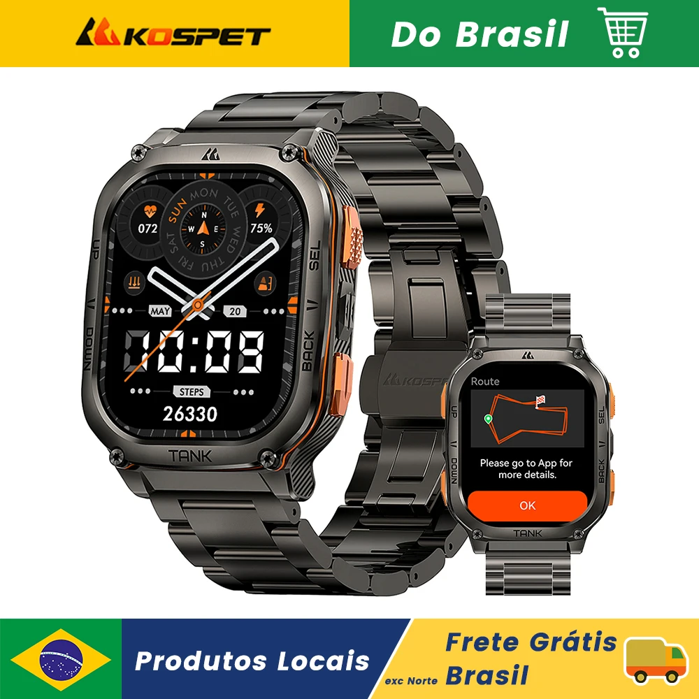 2025 KOSPET TANK M3 Ultra GPS Relógio Inteligente Para Homens Bússola Altímetro Barométrico 480mAh 60 Dias de Bateria Longa AMOLED Chamada Bluetooth