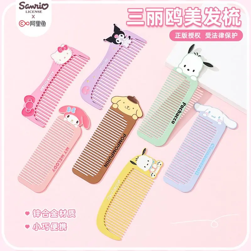 

Fashion Sanrio Hello Kitty Comb Kawaii Kuromi My Melody Creativity Student Cute Portable Anti-Static Smooth Metal Hair Comb Gift