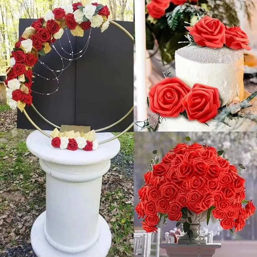 40/80PCS Artificial Flower Foam Rose Bouquet Festival Wedding Bridal Bouquet Decor DIY Gift Wreath Outdoor Garden Party Ornament