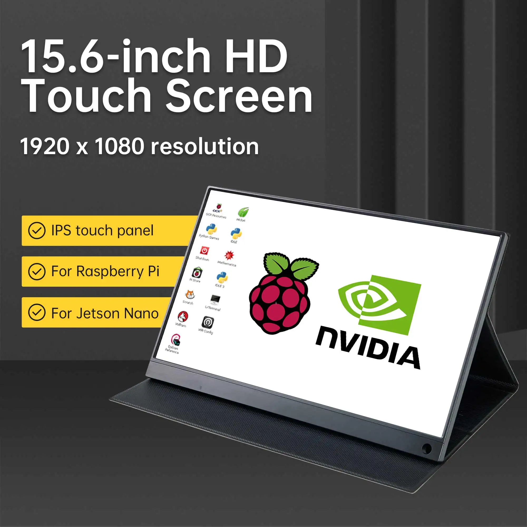 Yahboom-Haut-parleur intégré à écran tactile HD, résolution 15.6x1920, compatible avec Raspberry Pi et Jetson Series Board, 1080"