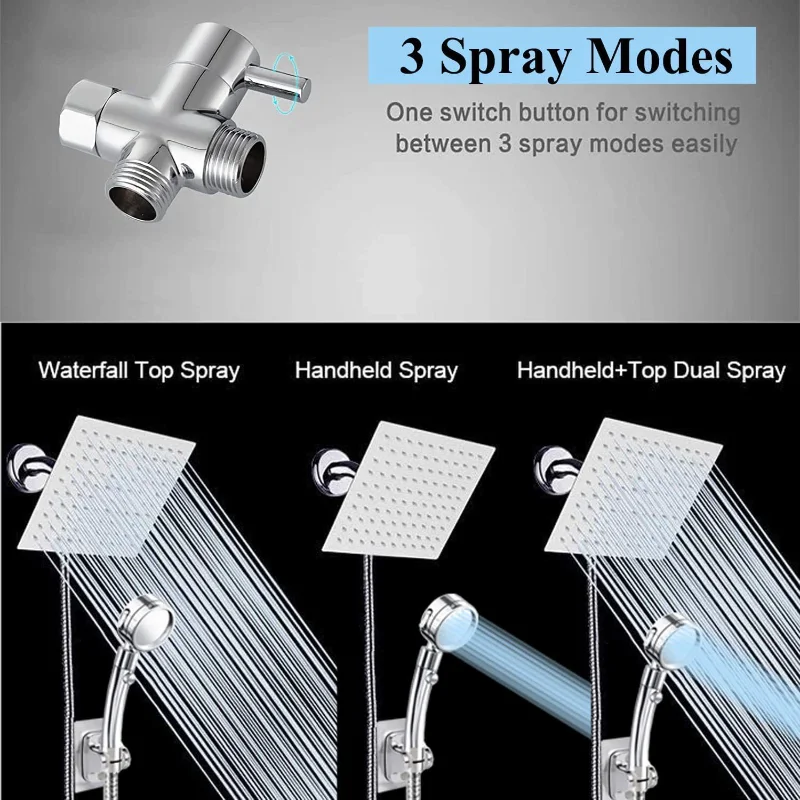 Imagem -02 - Conjunto de Torneira do Chuveiro do Banheiro com Economia de Água Sistema de Chuveiro de Alta Pressão Oculto com Chuveiro Manual Chuva Luxuosa 8