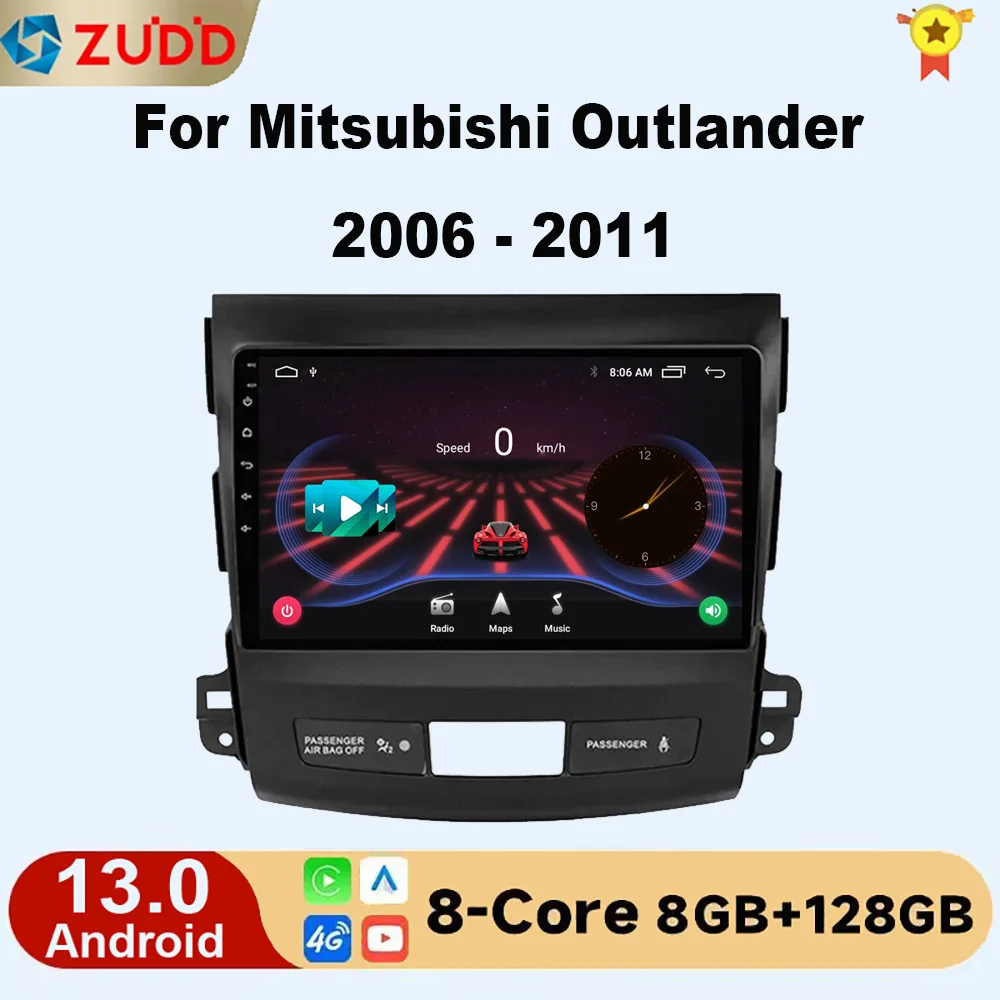 

2 Din Android 13 Car Radio Multimedia Player For Mitsubishi Outlander 2006-2011 Peugeot 4007 Citroen C-Crosser Carplay Gps