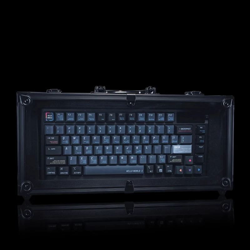 Mechanical Keyboard Organizer Carbon Fiber Pattern Suitcase for 65%/75% Keyboard with Lock Custom Premium Cushioning Storage Box