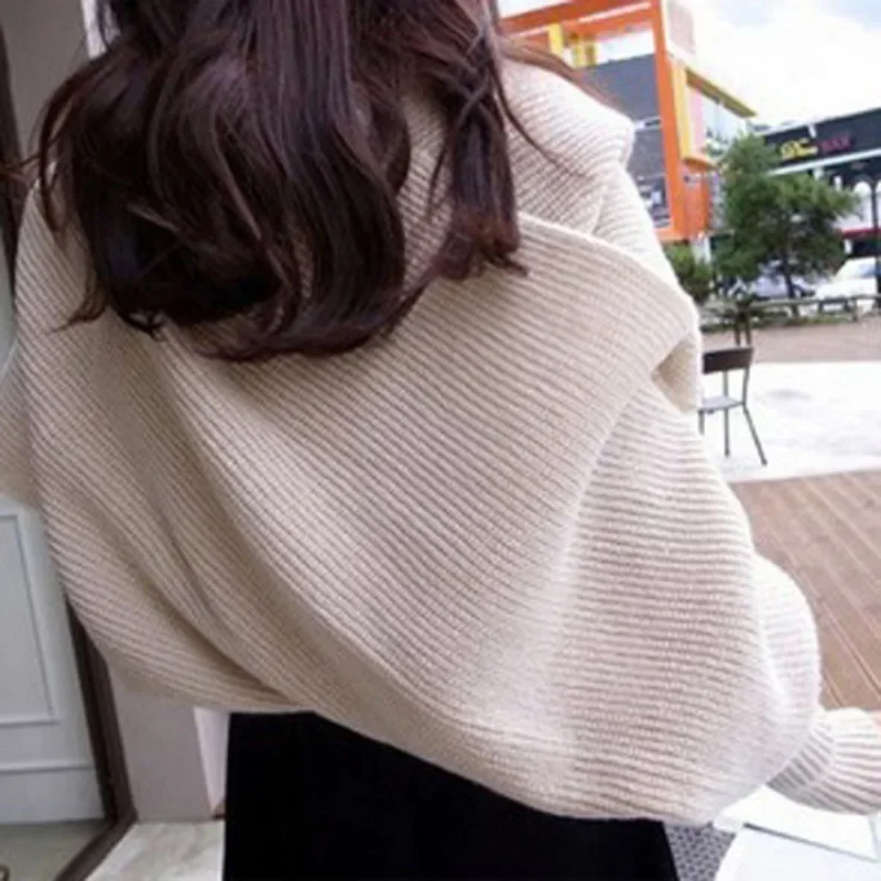 Solid Color Knit Shawl With Long Sleeves Elegant Soft Warm Short Top Autumn Winter Coldproof Elastic Wrap Scarf Sweater Scarfs