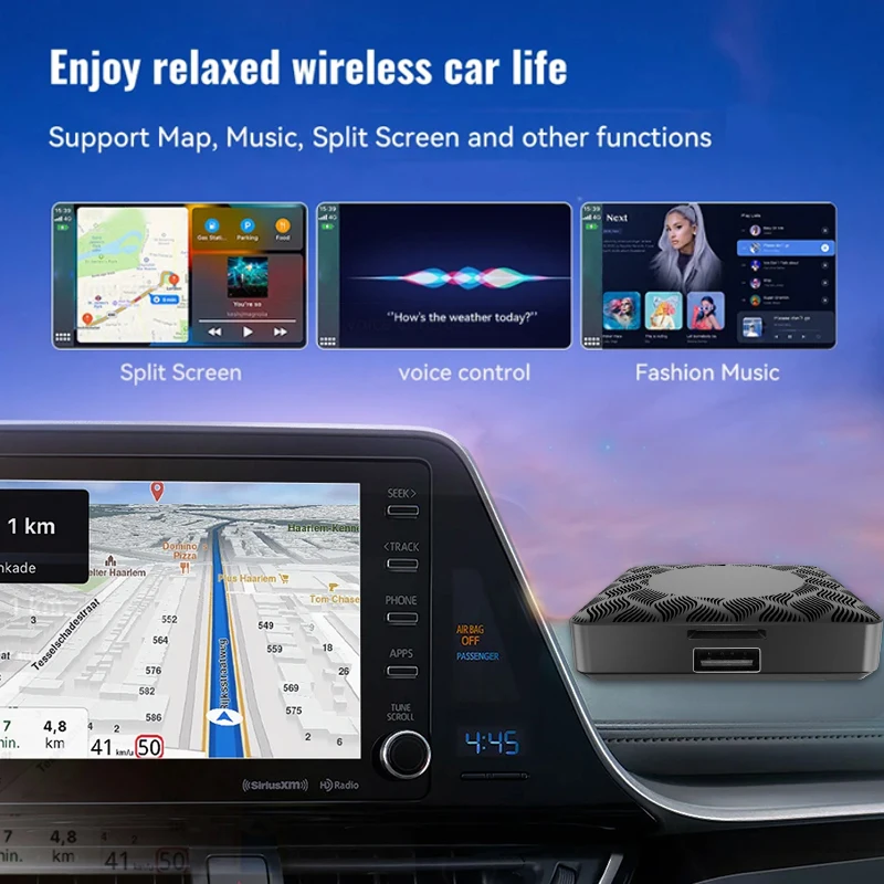 2025 3 في 1 CarPlay Ai Box Android Auto Aadpter Smart TV Box 2+16GB Youtube Netflix Video لـ 99% من سيارات Carplay السلكية