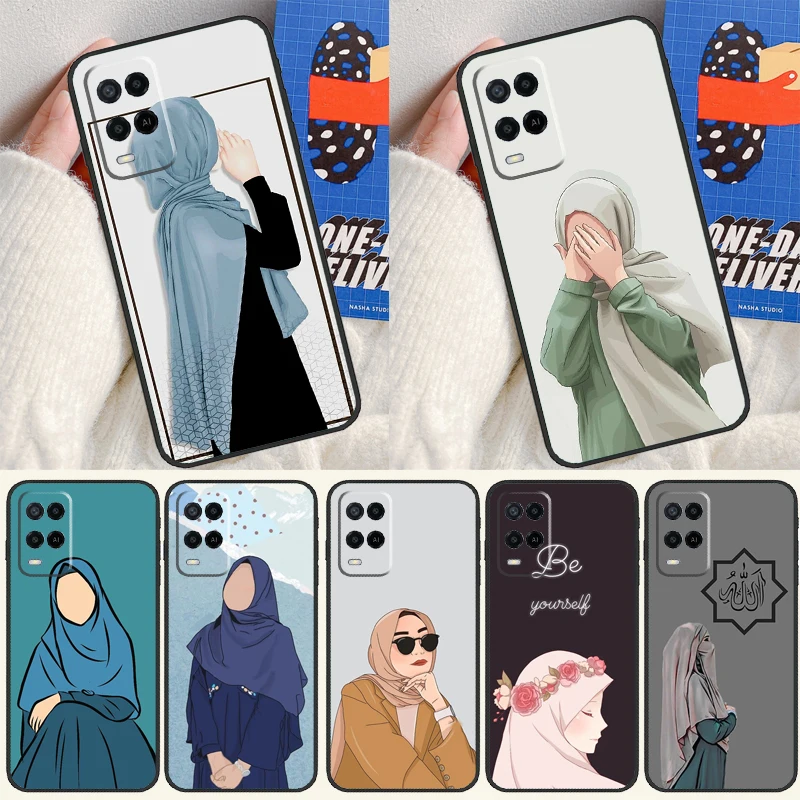 Muslim Islamic Arabic Hijab Gril For Oppo A16 A76 A96 A15 A80 A60 A40 A94 A54 A98 A78 A18 A38 A58 A17 A77 A74 A57S Phone Case