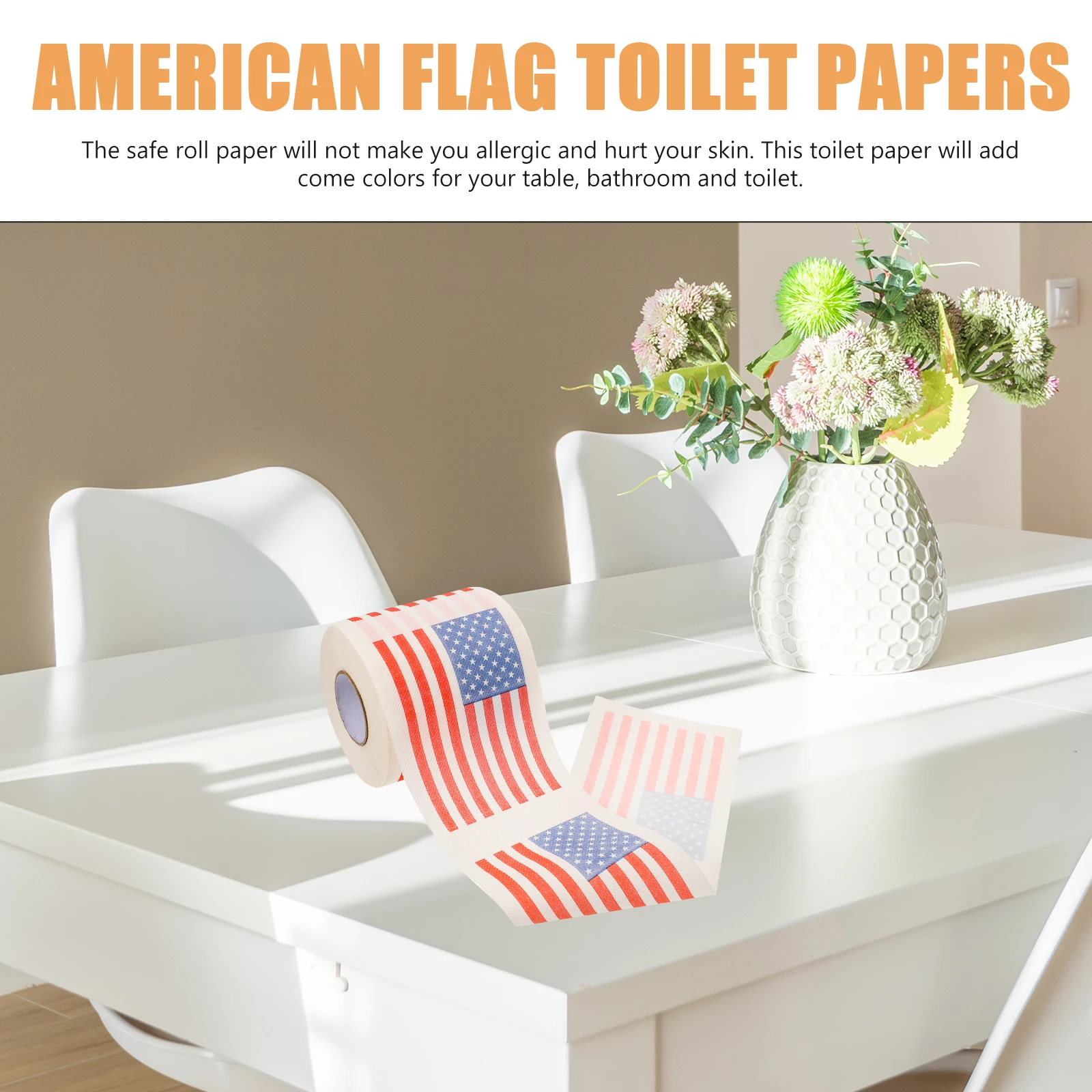 

2 Rolls 10x10cm 150 Sheets 3 Layers American Flag Printed Toilet Paper Napkin Tissue Bathroom Safe Wood Pulp Quality