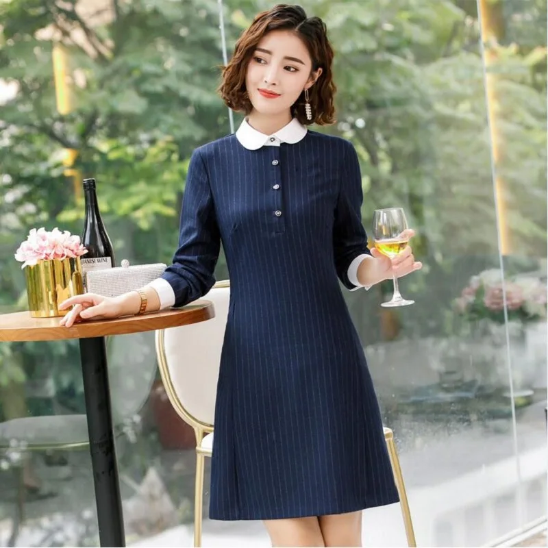 Autumn Winter Fashion Elegant A-line Dress Preschool Teacher Clothing Professional Uniform Kindergarten Teacher Work Garment