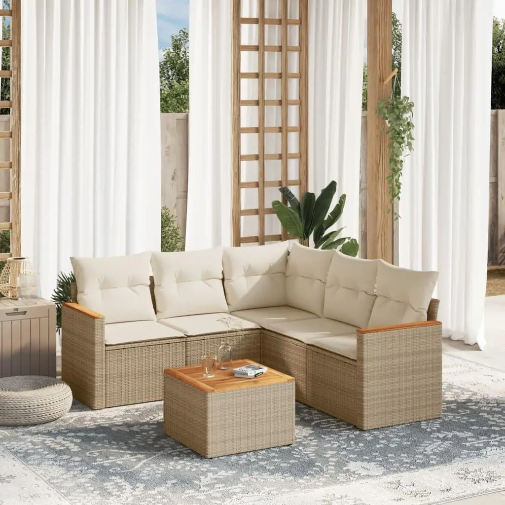 

Beige PE Rattan Garden Sofa Set with Medium Removable Covers Stylish Outdoor Furniture