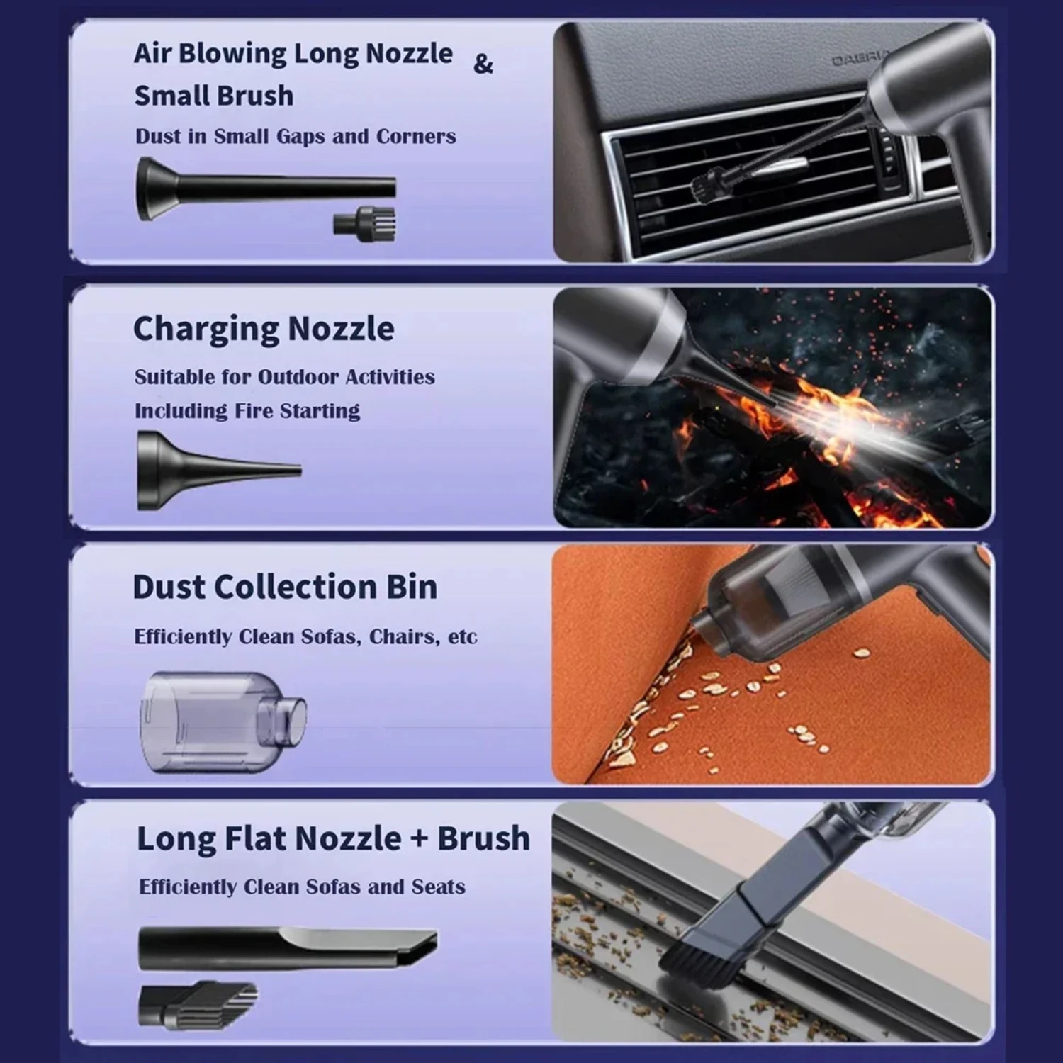 Мощный мини-беспроводной автомобильный пылесос: удобный портативный прибор с 140000 PA Суперсильное всасывание — портативный вентилятор Pe