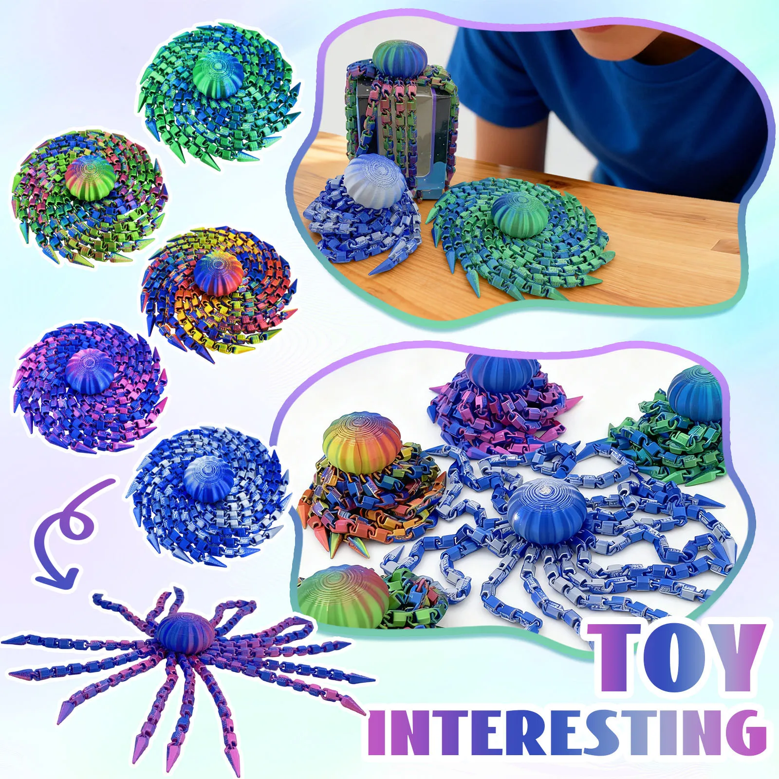 3d Printed Articulated Jellyfish Transformable Fidget Toy Spiral Octopus Decompression Sensory Toy Jellyfish Decor 2026 Trendy