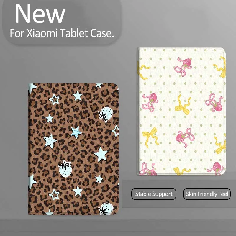 

Leopard Print Bow Pattern Tablet Case For Xiaomi Redmi Mi Pad 4 5 6 7 8 K SE Mini Pro Plus Max 10.1 11.2 inch