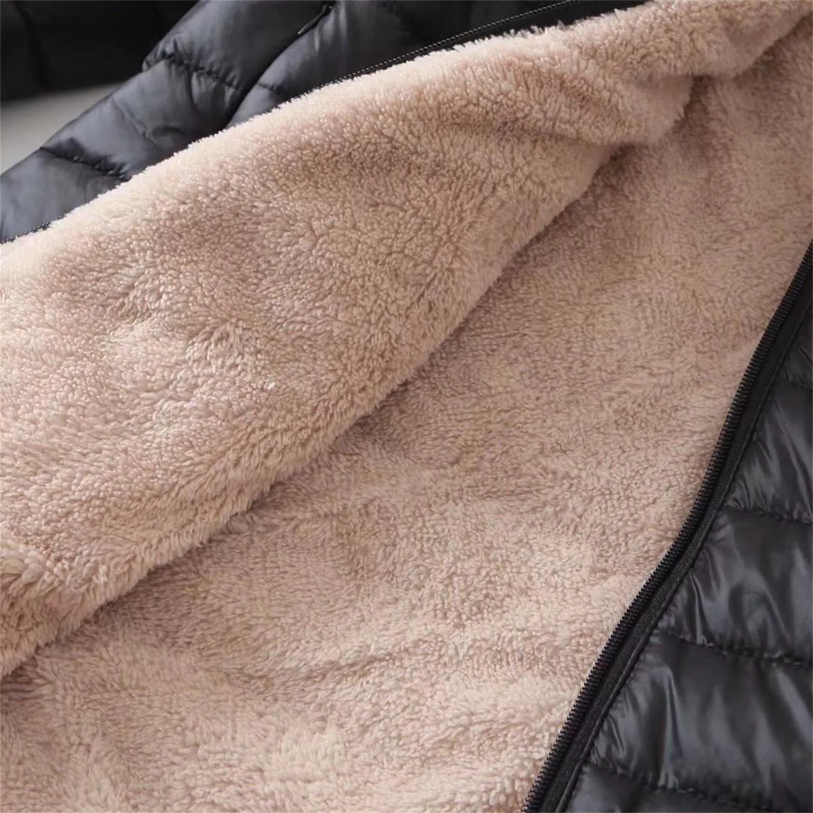 Women\'S Long Plush Lined Hooded Winter Coat Solid Plus Size Long Sleeve Zipper Down Jacket Female Winter Warm Puffer Coats