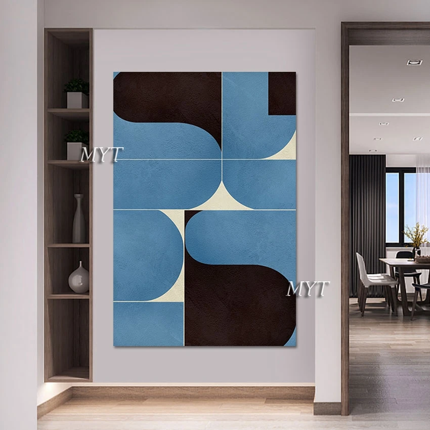 

Semi Abstract Painting Unframed Blue Geometry Shape Texture Modern Art Baby Room Wall Decoration Canvas Wall Art Picture Gift