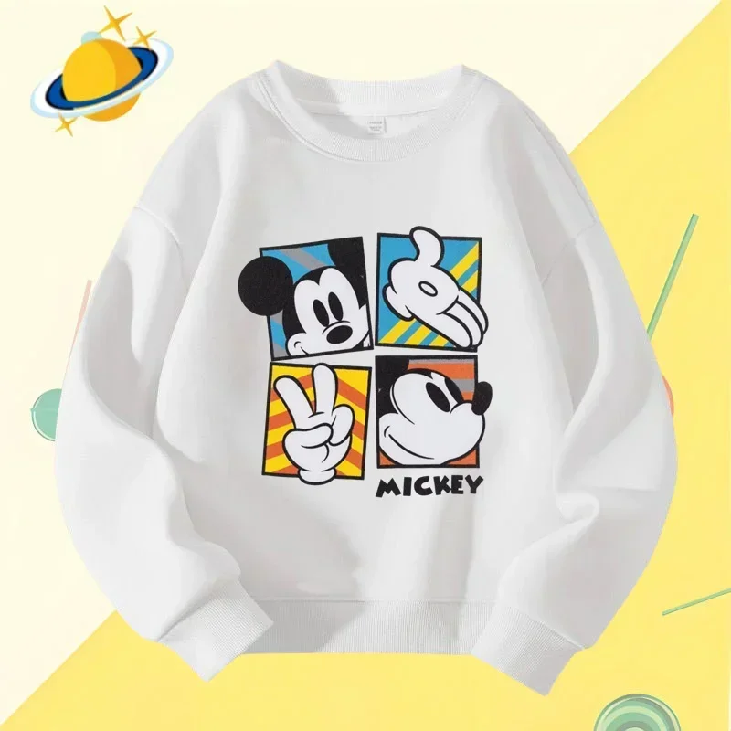 Mickey Minnie children's crew-neck hoodie Disney cartoon print autumn winter long-sleeved sweatshirt boys girls casual top