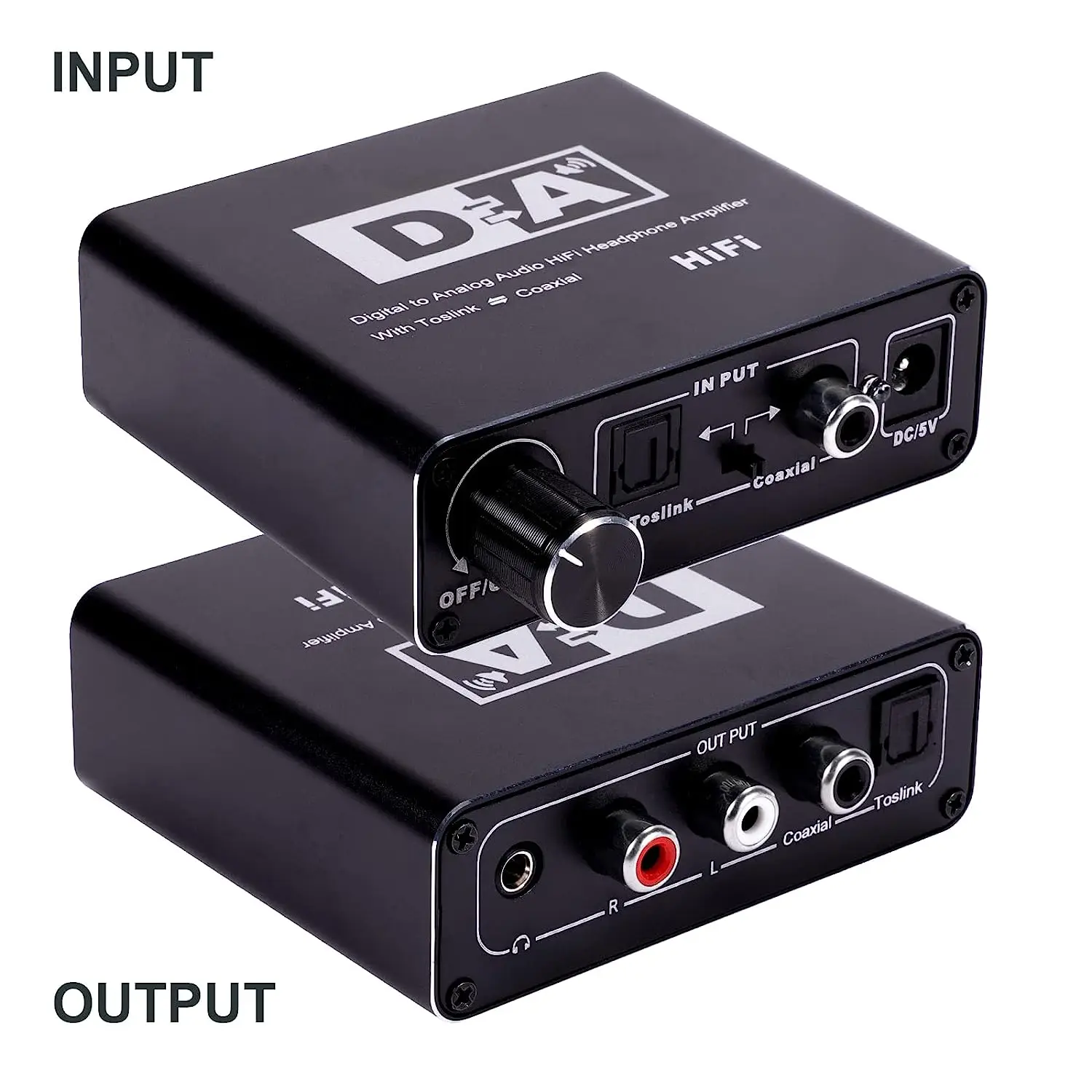 

DAC Digital To Analog Hifi Audio Converter Stereo RCA 3.5mm Jack AUX Optical/Toslink SPDIF/Coaxial Decoder For HDTV Amplifier