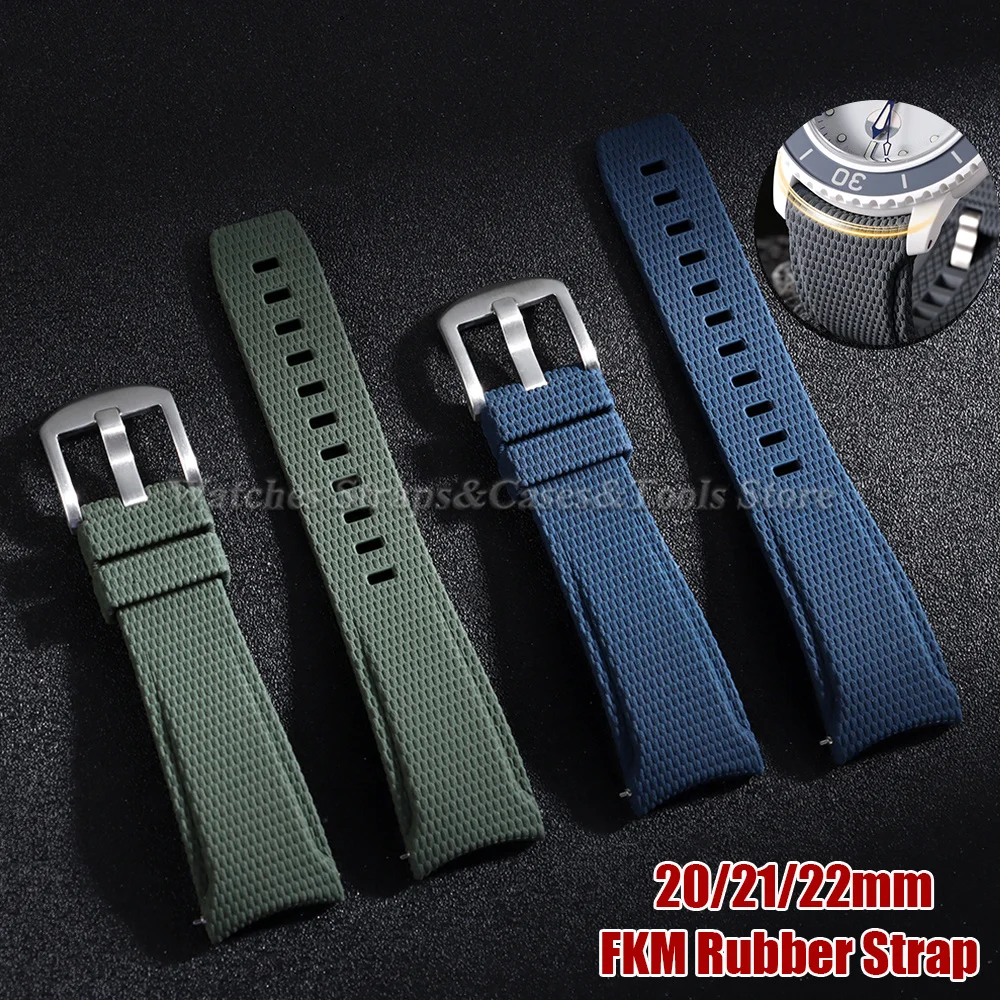 Curved End FKM Rubber Watch Strap Band for Omega Seamaster for Rolex for Seiko Men Watch Quick Release Bracelets 20mm 21mm 22mm