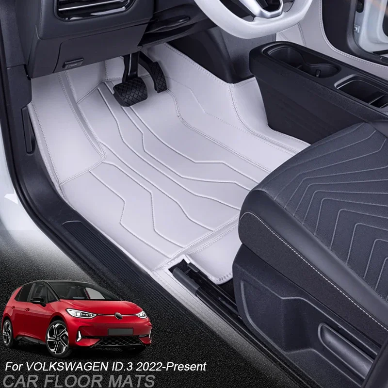 

For Volkswagen ID.3 2022-Present Custom Nappa Leather Car Foot Protect Mat Auto Anti-Slip Luxury Waterproof Floor Pad Accessory