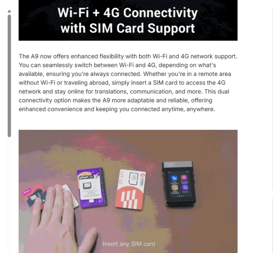 In stock Wooask A9 4G+WiFi Standalone Translator Earbuds Empowered by ChatGPT Real Time Translation in 144 Languages with 16 Off
