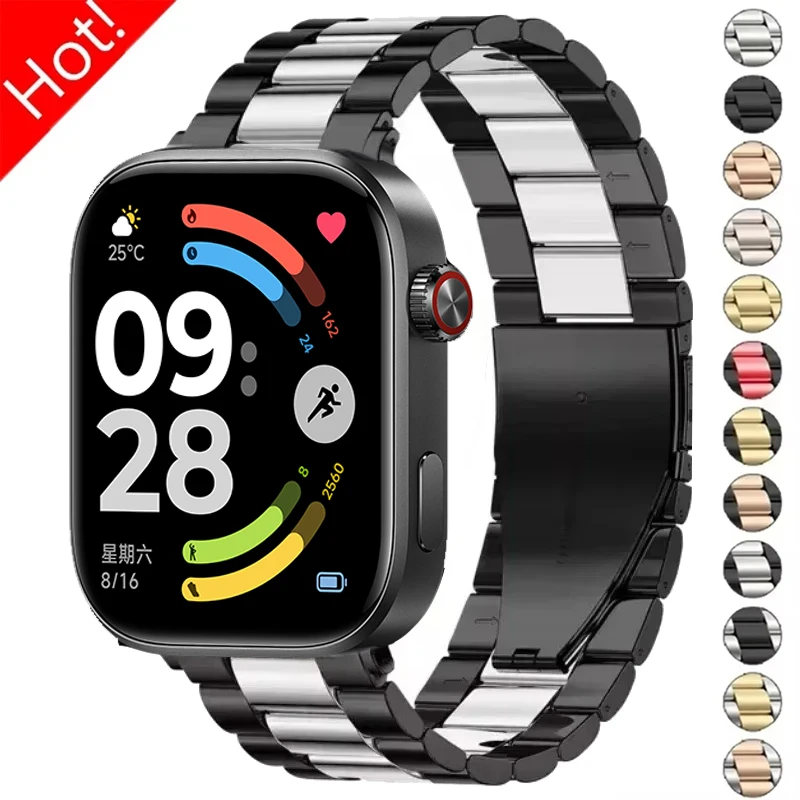 حزام معدني من الفولاذ المقاوم للصدأ لساعة Xiaomi Redmi 6 5 4 سوار ساعة لساعة Mi Band 9 Pro/8Pro الذكية Correa القابلة للاستبدال