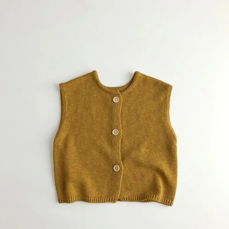 Children Sknitsuit Autumn Girl Children Retro Knitted Cardigan Vest Kid Casual Sleeveless Tops Coat Boy Baby Cotton Waistcoat