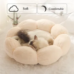 Round Long Plush Pet Beds Pets Sleeping Cave Cat Sleep Nest Sofa Pets Bed Warmth Lounger Cushion Cat House Indoor Cat Products