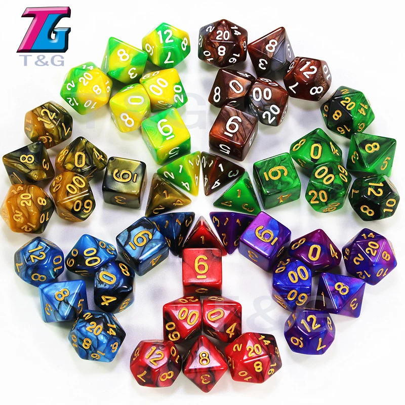 7pcs Dice with Bag DnD d4,d6,d8,d10,d%,d12,d20 Polyhedral Board Game Pieces rpg
