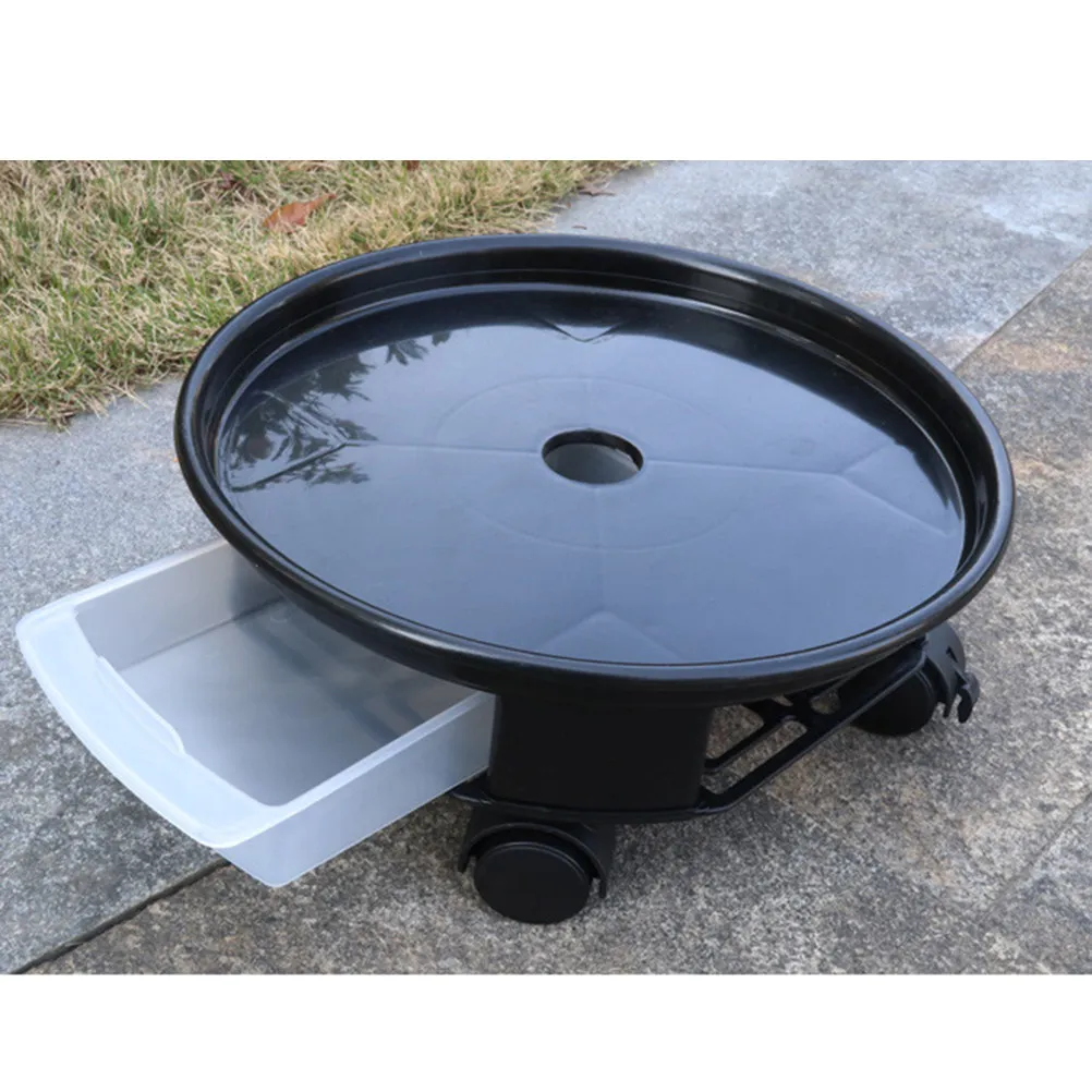 30Cm Round Flower Pot Tray Universal Bottom Wheel Base Removable Plant Pots Stand Rack with Storage Drawer Brake Design for Home