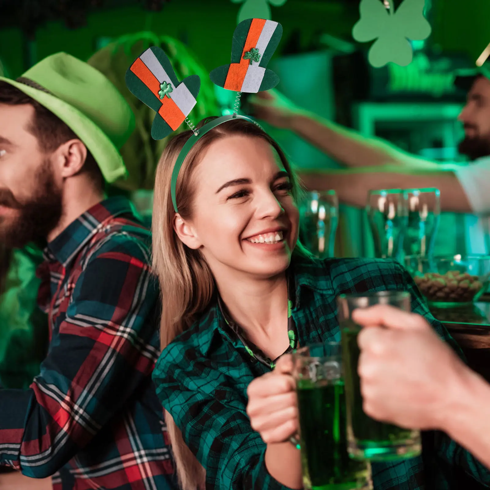 

2 шт., повязки на голову с клевером на день Святого Патрика, обручи для волос в виде трилистника, ирландский фестиваль, товары для вечеринок, декоративные аксессуары для волос