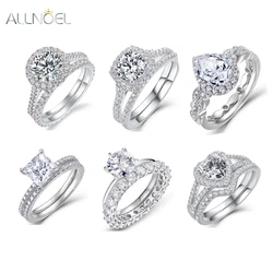 ALLNOEL 925 Sterling Silver VVS1 D Color Moissanite Bridal Ring Set for Woman Wedding Valentine's Day Gift Wholesale Certified