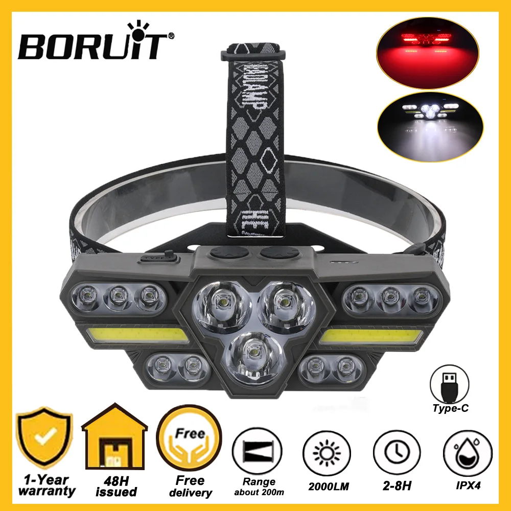 lanterna-de-cabeca-led-cob-super-brilhante-boruit-2000lm-com-bateria-integrada-recarregavel-tipo-c-para-pesca-e-camping