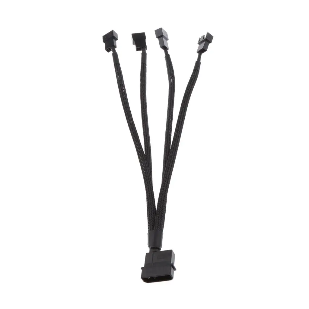 3Pin/4Pin Computerbehuizing Fan Y Splitter/PC Power Adapter Kabel Zwarte Mouw